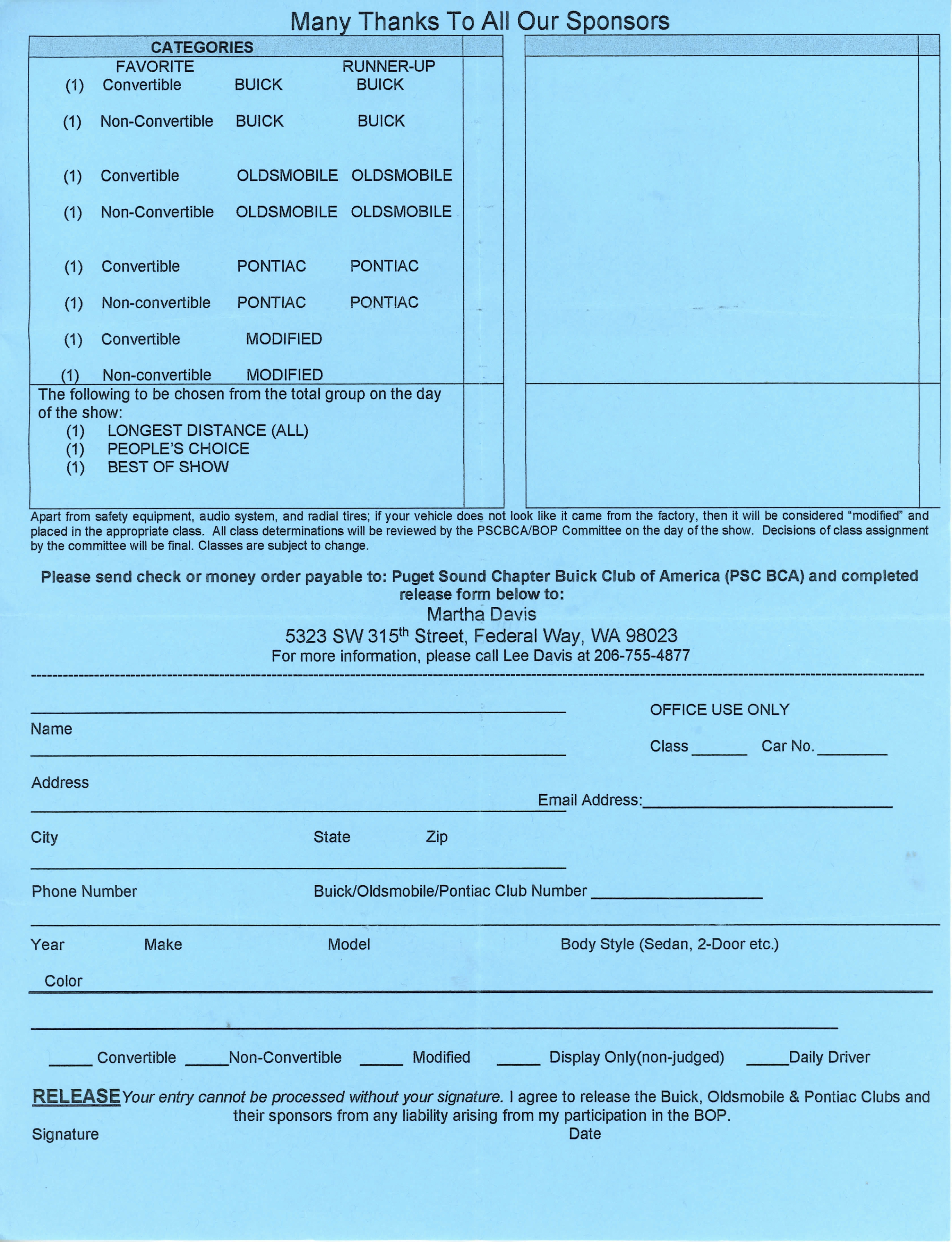 Puget Sound Chapter Buick Club of America Annual BOP car show June 14th 2025
