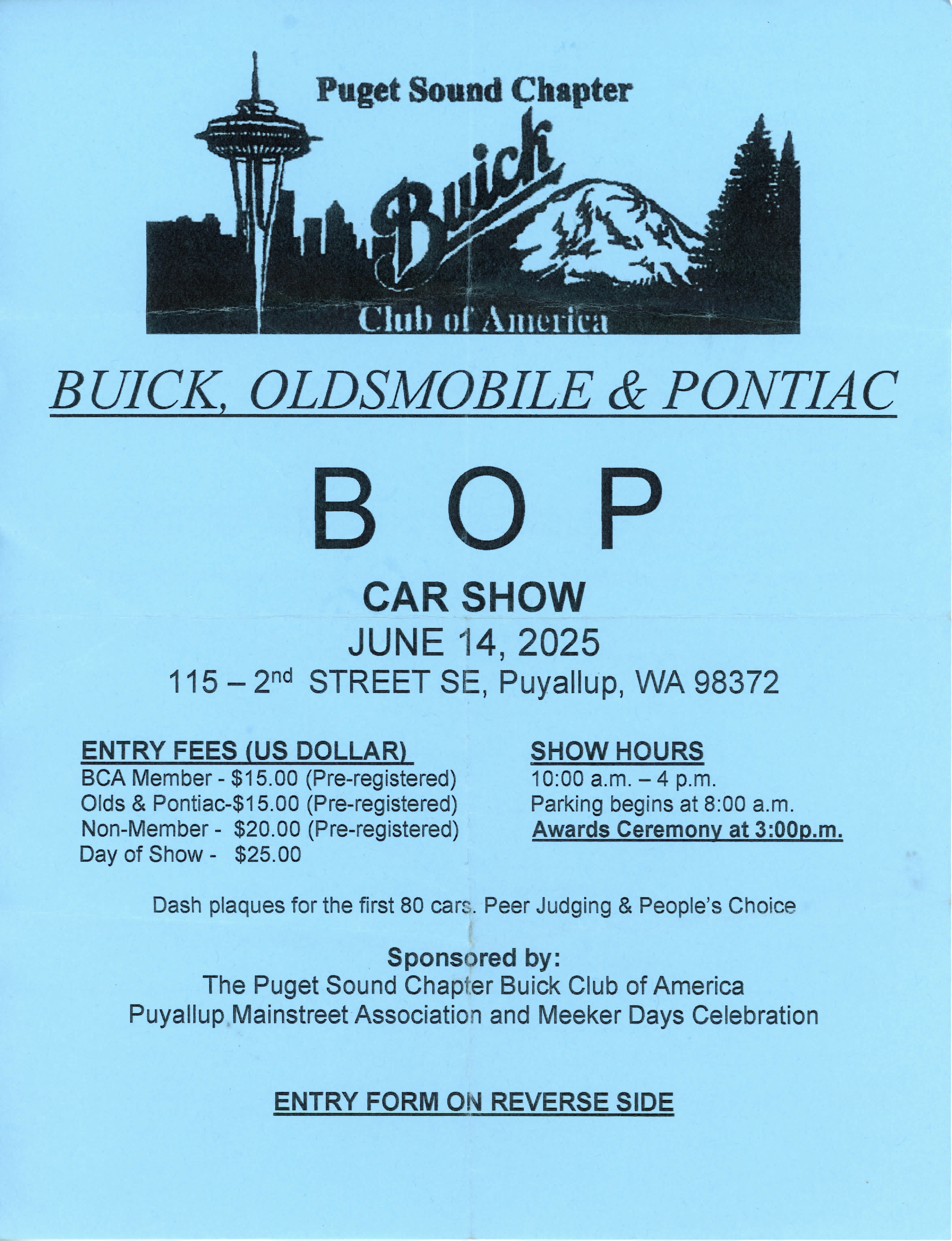 Puget Sound Chapter Buick Club of America Annual BOP car show June 14th 2025